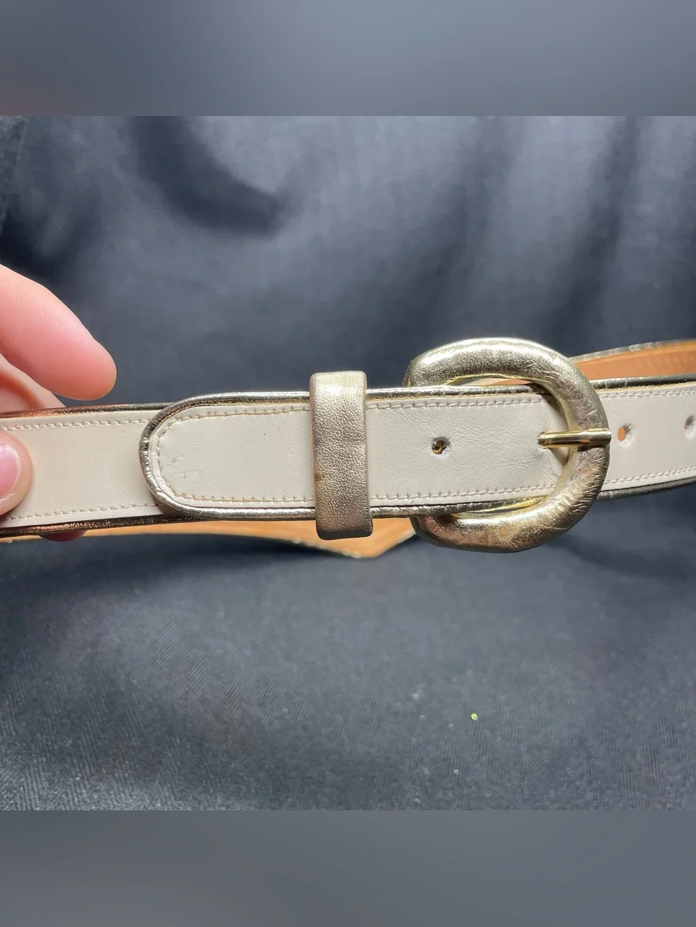 Anne Klein cream leather
